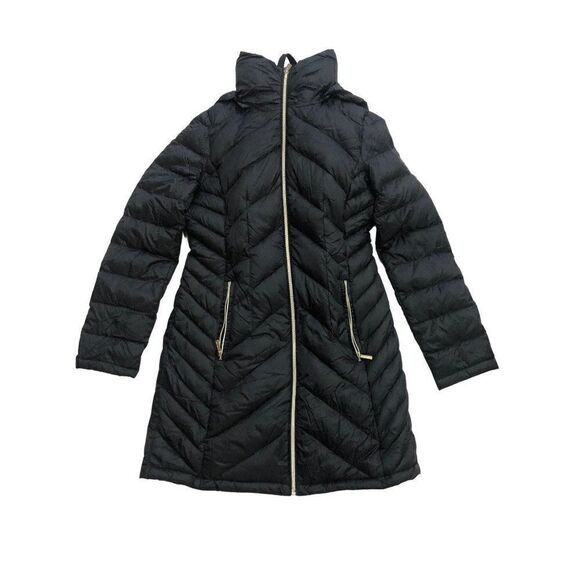 Michael Kors Packable Down Fill Parka Long Jacket Black Size XS Lightweight - Picture 2 of 5